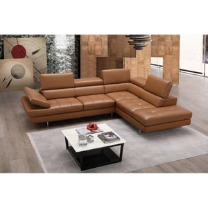 Beige Top Grain Leather Sectional Sofa w/Sliding Seats Left Hand Chase ESF 8312 