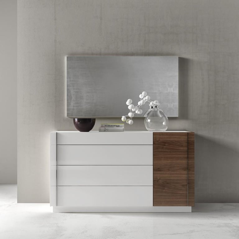 J M Lisbon Combo Dresser In White, White Lacquer Dresser Modern